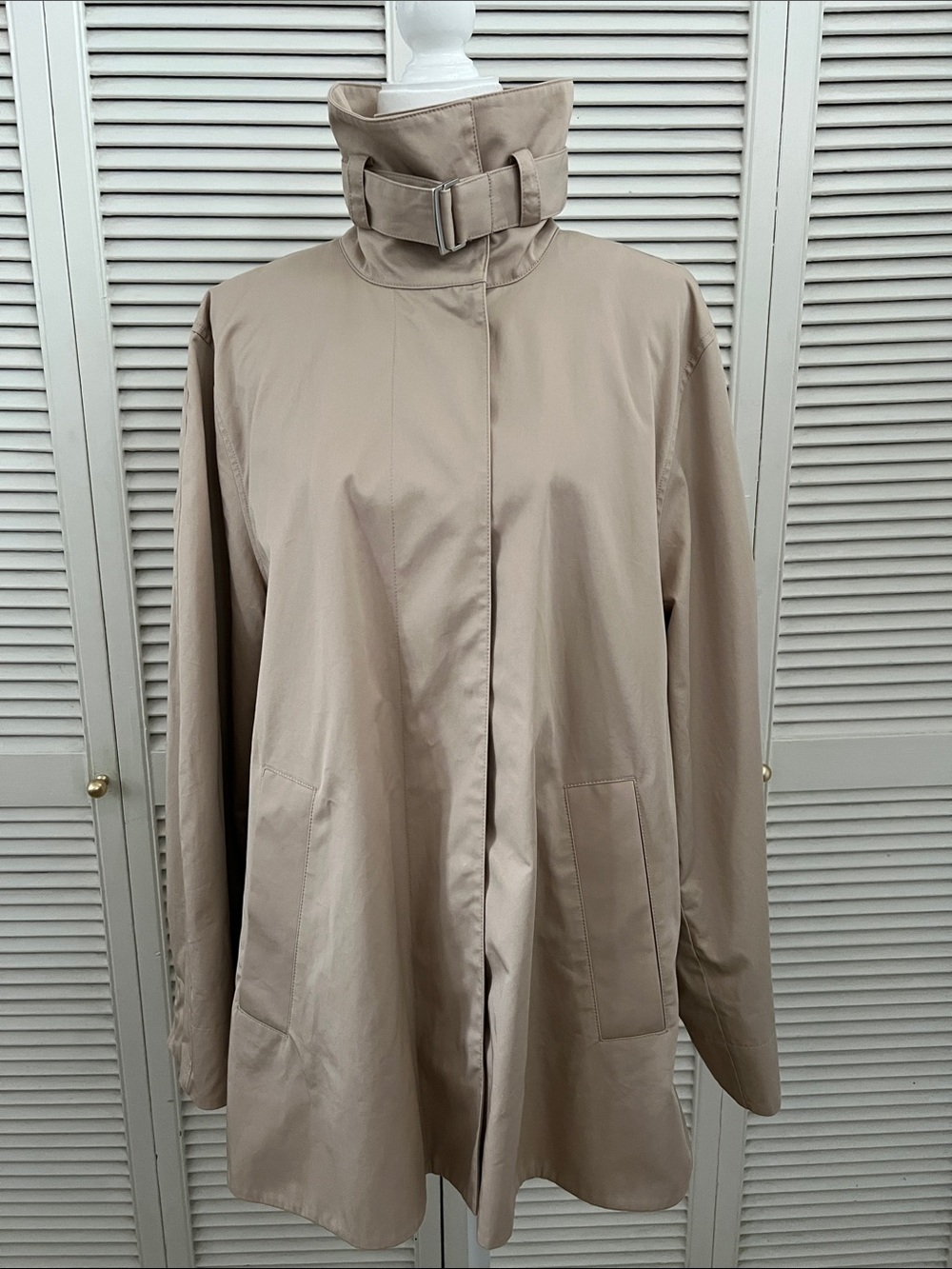 & Other Stories Beige High-Neck Utility Coat - Size M (Fits Large)